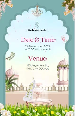 Royal Mughal Arch Ring Ceremony Invitation Card | Traditional Indian Engagement Invite | DBI-06 Alternate